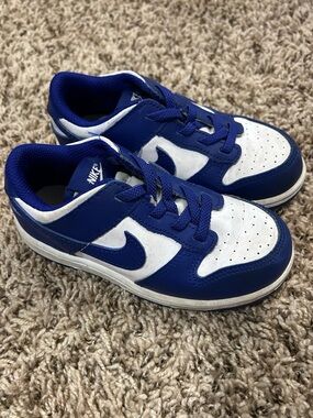 Nike Dunk Kids Royal Blue and White Low-Top Sneakers 10c